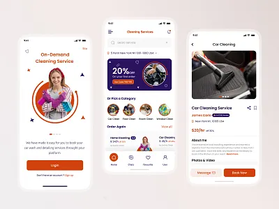 On Demand Cleaning Service App - Concept UI abstract logo app design clean ui branding design logo ui ux