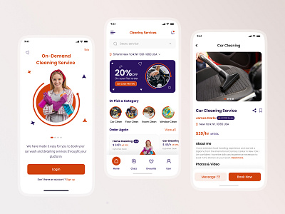 On Demand Cleaning Service App - Concept UI abstract logo app design clean ui branding design logo ui ux