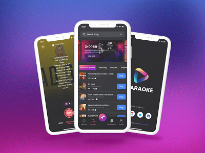 Karaoke Music player mobile app abstract logo app design clean ui branding design illustration logo ui ux