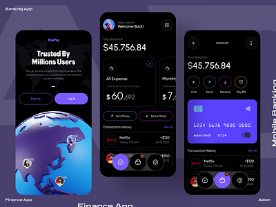 Mobile Banking App adom app app design app ui bank app banking app finance app mobile banking app ui ux wallet app