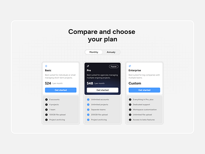 Pricing section design pricing ui web design