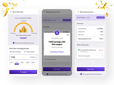 Digital Gold Investment Mobile App design 3d animation app design branding design gold gopicghand graphic design illustration indian app investment logo mobile design motion graphics mutal fund portfolio sliver ui ux design uxdesigner