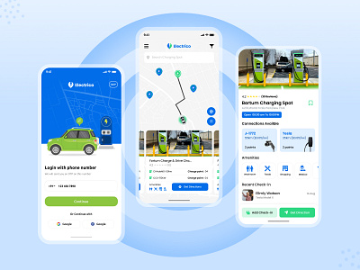 Electrico - Electric Vehicle Charging Station Finder App Design abstract logo app design clean ui branding logo ui ux