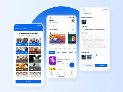 Trending Topic News & Article Mobile App UI Concept V1 abstract logo app design clean ui branding design illustration logo ui ux