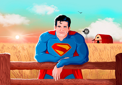 Superman at Kent Farm characterart comicart comics digitalart drawing illlustration superhero superman