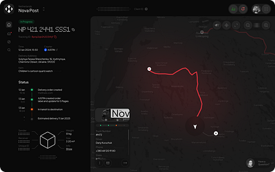 Dark Mode Tracking charts clean dark theme dashboard design data delivery design interface minimal saas shipping statistics timeline tracking ui ui design ux ux design web