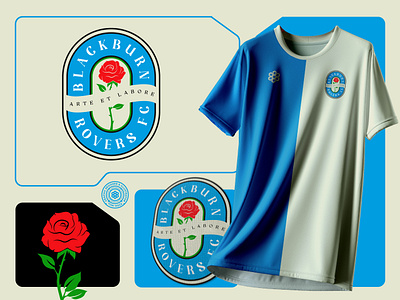 Blackburn Rovers FC badge blackburn blackburn rovers blue branding championship crest design football illustration logo oval rebrand rose sky blue soccer