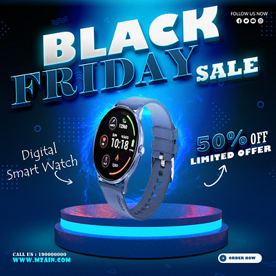 Black Friday Digital Smartwatch Sale Banner graphicdesign