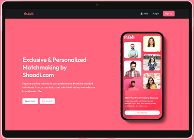 Shaadi.com Get started Page animation mockup motion graphics ui uidesign website