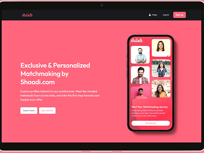 Shaadi.com Get started Page animation branding figmauishot mockup motion graphics shaadi.com ui uidesign website