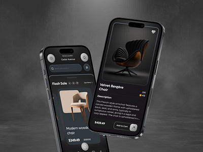 FurnishUp-Furniture App Design digital product design ecommerce furniture app furniture store home decor mobile ecommerce mobile shopping modern interface online shopping shopping app uiux design