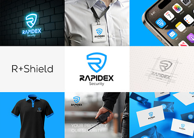 RAPIDEX-SECURITY AGENCY LOGO DESIGN AND BRANDING 3d brand book brand guideline brand identity branding creative logo design guard logo logo design security