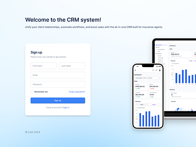 Sign up - Letit UI concept blue concept crm form fill log in register sign in sign up system ui ui concept