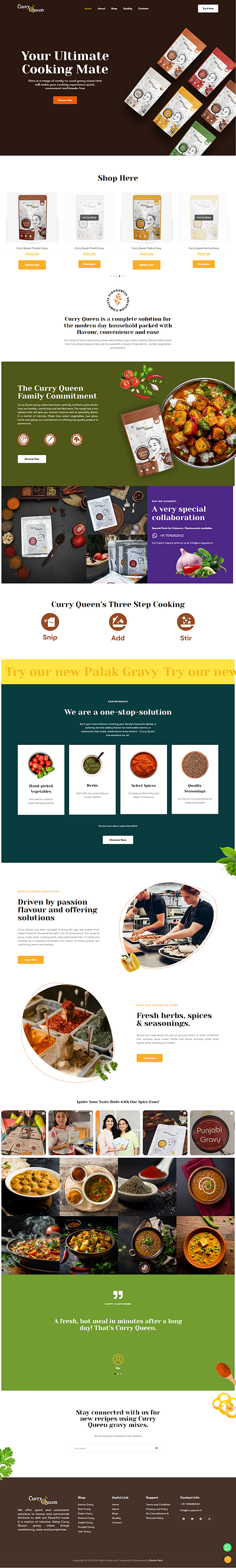 Curry Queen - Spices Manufacturer e commerce landing page ui uiux ux web designing website design