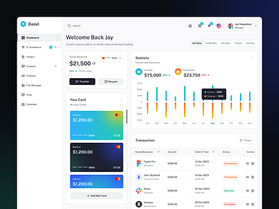 Dazel Finance Dashboard Page admin dashboard clean dashboard dashboard design dashboard kit design finance finance dashboard finance overview finance web design financial tools modern money monitoring overview saas design ui ui design ux design web design website