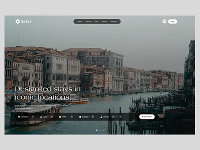 Safar Hotel Booking Landing page Design branding inspiration landing page design safar travel ui web layout web ui