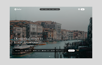 Safar Hotel Booking Landing page Design branding inspiration landing page design safar travel ui web layout web ui