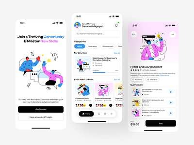 Online Course Mobile App UI app design course design e learning e learning app figma illustration mobile app mobile app ui online course online course mobile app online learning online learning app ui ui design uiux user interface ux