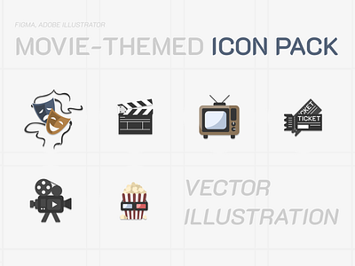 Icons for movie themes design graphic design icon illustration minimal ui ux vector web