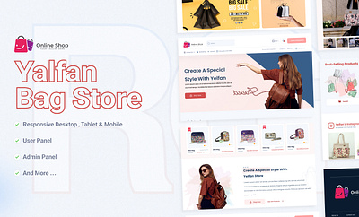 Yelfan bag store👜✨ bagstor branding creativeui ecommerce modern online shop onlineshopping responsivedesign shop ui uiux webdesign