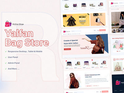 Yelfan bag store👜✨ bagstor branding creativeui ecommerce modern online shop onlineshopping responsivedesign shop ui uiux webdesign