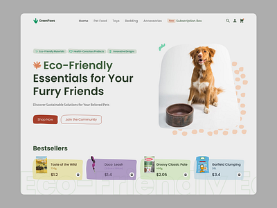 Pet Supplies landing page Light Mode Web Design UI UX checkout cute daily dailyui dailyuichallange design ecommerce framer green hero section landing page pet pet supplies product design responsive design ui ui ux web design webshot website