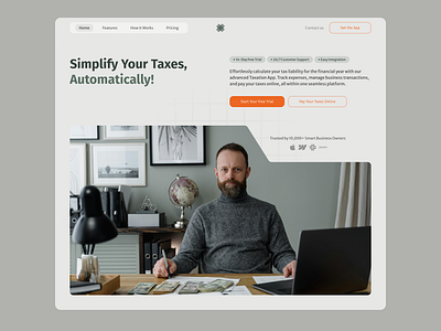 Auto Taxes landing page Light Mode Web Design UI UX accounting app book keeping daily dailyui dailyuichallange design download framer hero section landing page orange product design responsive design taxes ui ui ux web design website