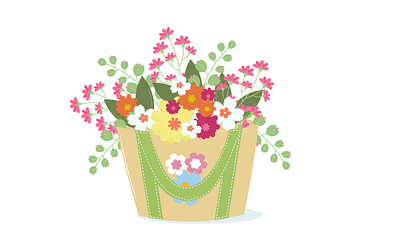 vector Illustration of flower basket