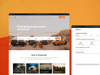 Touravita - Find places to travel booking website camperspace dashboard inpsiration landing page rv travel website traveling website ui ux website