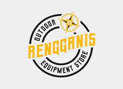 Rengganis Outdoor Equipment Store adventure apparel badge badge design branding compass design graphic design illustration logo logodesign logomaker logotype nature outdoor adventure outdoorgear typography vector wilderness