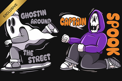 Urban Street Ghost T-shirt apparel design artwork cartoon clothing design ghost halloween illustration skateboard street t shirt design urban street