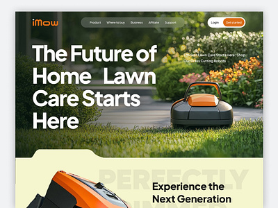 IMow - Website for automatic grass-cutting robotic company automatedlawncare design futureoflawncare grass cutting grasscuttingrobot landing landing page lawntech page robotlawnmower robotmower smartgardentech ui uiux web site