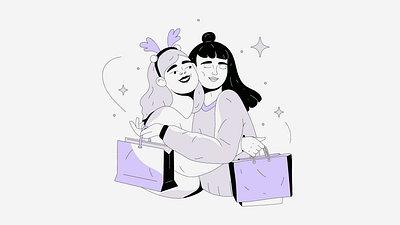 Friends Shopping Together 🎁✨❤ adobe illustrator birthday party branding character christmas fashion festive friends girls graphic design modern flat style online shopping sale shopping shopping bags smiling trendy illustration vector illustration women