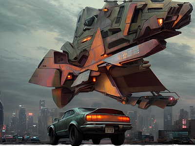 GIANT SUPPLY DRONE 2d aircraft art automotive car city concept design drone futuristic illustration industrial rusty scifi space ship spacecraft vehicle