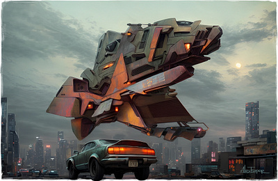 GIANT SUPPLY DRONE 2d aircraft art automotive car city concept design drone futuristic illustration industrial rusty scifi space ship spacecraft vehicle