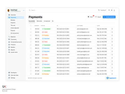 Payment Transactions Dashboard UI Design art branding dashboard design graphic design illustration illustrator list logo motion graphics payments product table transactions ui uiux ux vector webapp website