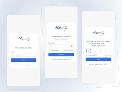 Login Process - Havenly forgot password log in login onboarding one ti otp otp verification password reset product design reset password sign in sign up signin signup ui design user interface user onboarding ux design verification code