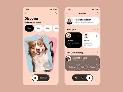 Pet care app android app app design application design dogapp figma figma design ios ios design mobile mobile design pet petcare app ui ui design ux ux design