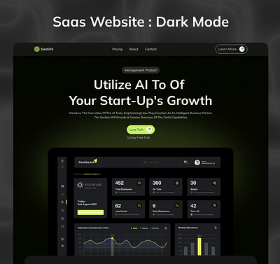 SaaS website: Dark Mode agency business dark mode dashboard landing page pricing saas saas dashboard saas landing page saas web saas web design saas website website