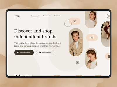 Ynd fashion Brand Minimal landing page! design figma hero landing logo ui ux website