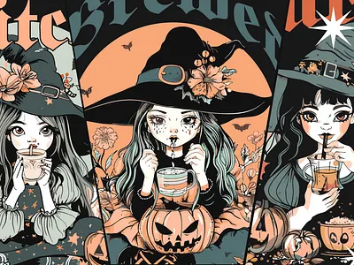 Pumpkin Spice Witch T-shirt Design anime apparel design artwork cartoon clothing design cute design halloween illustration pumpkin pumpkin spice t shirt design witch