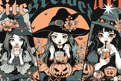 Pumpkin Spice Witch T-shirt Design anime apparel design artwork cartoon clothing design cute design halloween illustration pumpkin pumpkin spice t shirt design witch