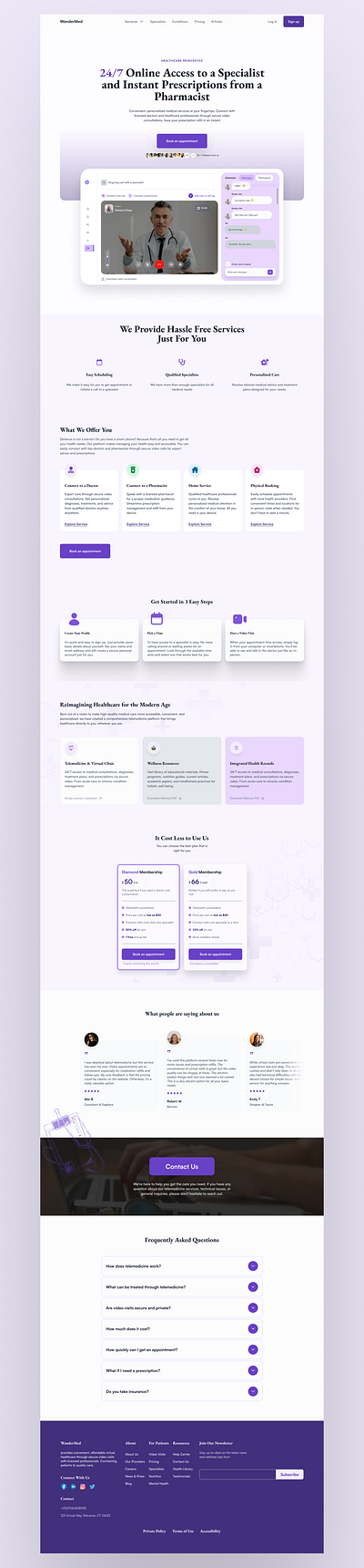 WanderMed copywriting freelance landing page uiux