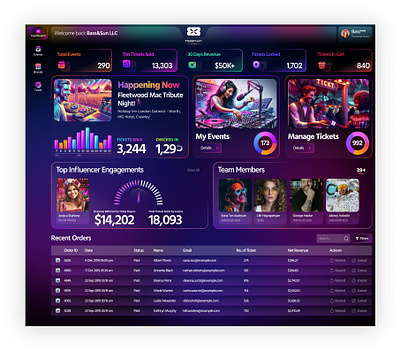 Gamification TicketFairy Dashboard colors gamification scifi ticketfairy ticketing ui ux