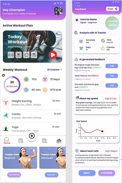 Mobile responsive screen for an AI-powered Fitness Website 💪🏽 ai aws figma fitness gym interactive mobile screen paas resources saas ui website workout plan
