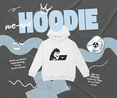 Hoodie Me-nux branding coding developer graphic design hoodie linux logo menux mockup penguin programmer vector webdesigner webdeveloper