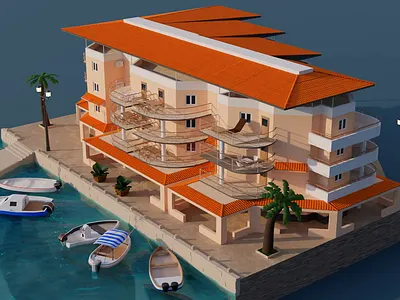 3d model for Albanian hotel 3d blender 3d model albanian hotel animation 360 architecture building model exterior visualization