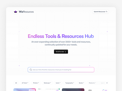 WizResources - UI UX Design Explorations app design clean design landing page landing page design resources web page saas saas landing page saas ui design ui ui design ui ux design ui ux web design user experience user experience design web app web app design web application web page web product webapp