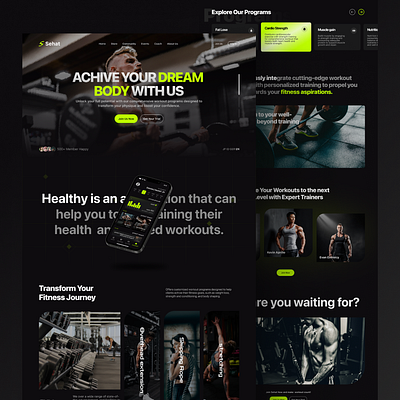 Fitness-Landing Page clean cool fitness futuristic landing page neon ui uiux ux