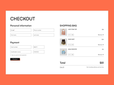 #DailyUI 002 // Credit Checkout card checkout clothes concept dailyui e commerce ui web design